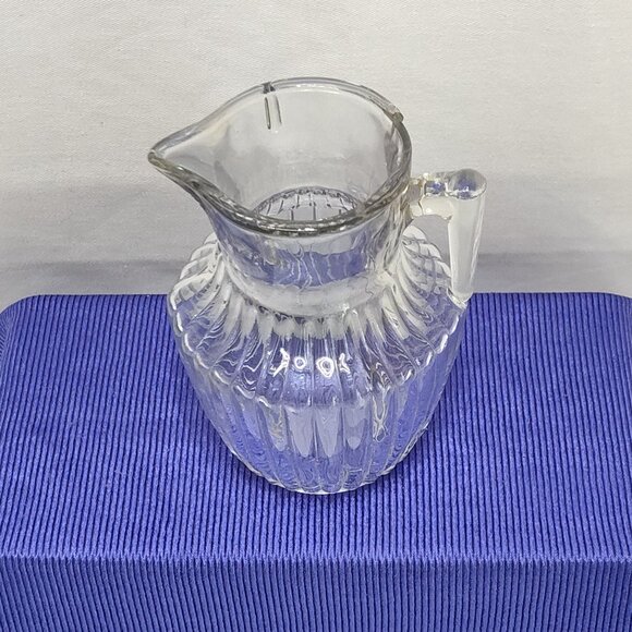 Miniature Glass Syrup Pitcher Dispenser Ribbed Design Handle For Individual Use - Picture 5 of 7